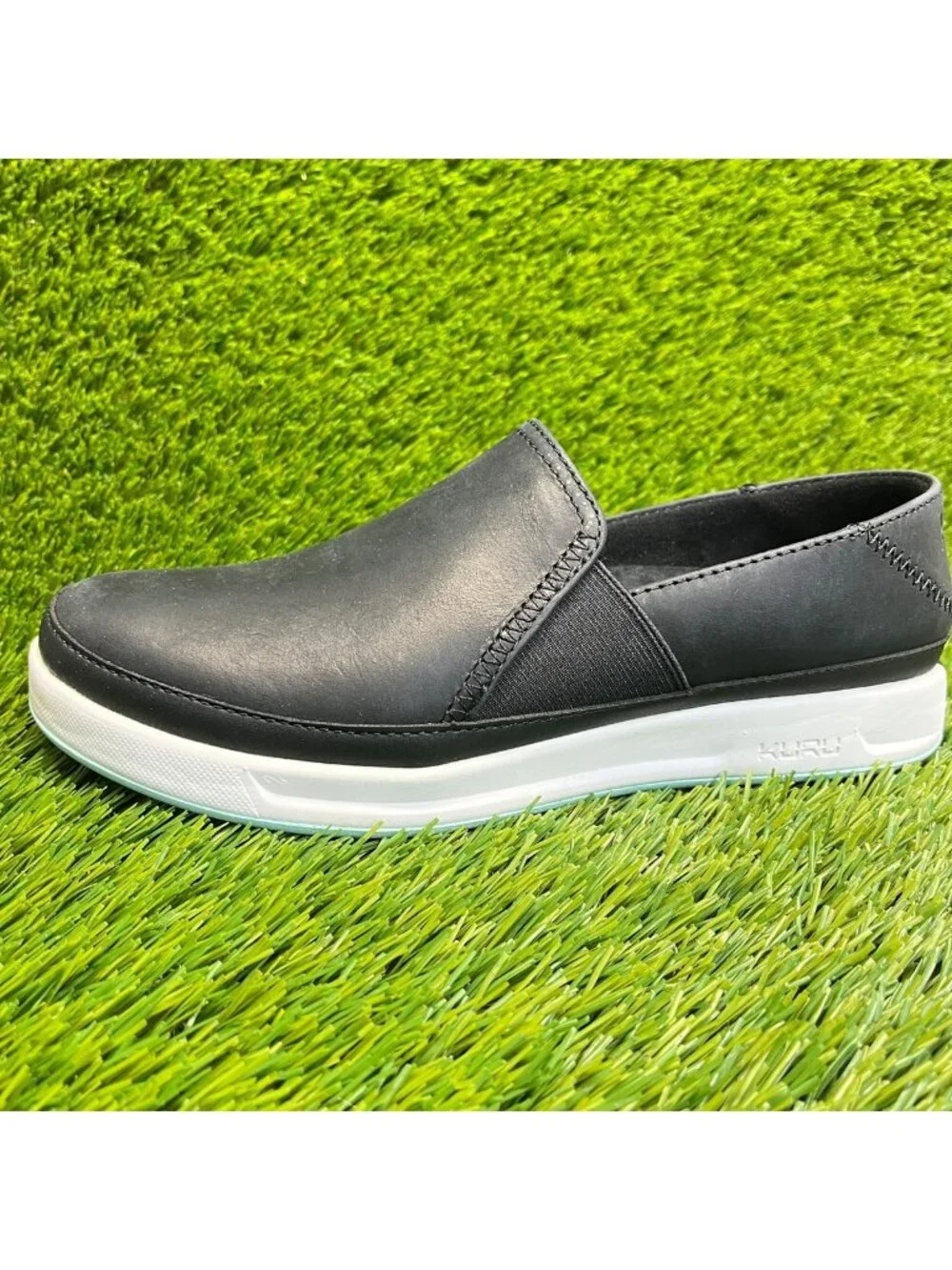 Kuru Roam Atla Womens Size 8 Black White Casual Walking Leather Slip-On Shoes